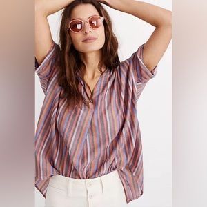 Madewell Courier Button-back Shirt In Rainbow Stripe women’s medium blouse